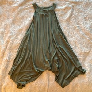 Green flowy high neck tank top